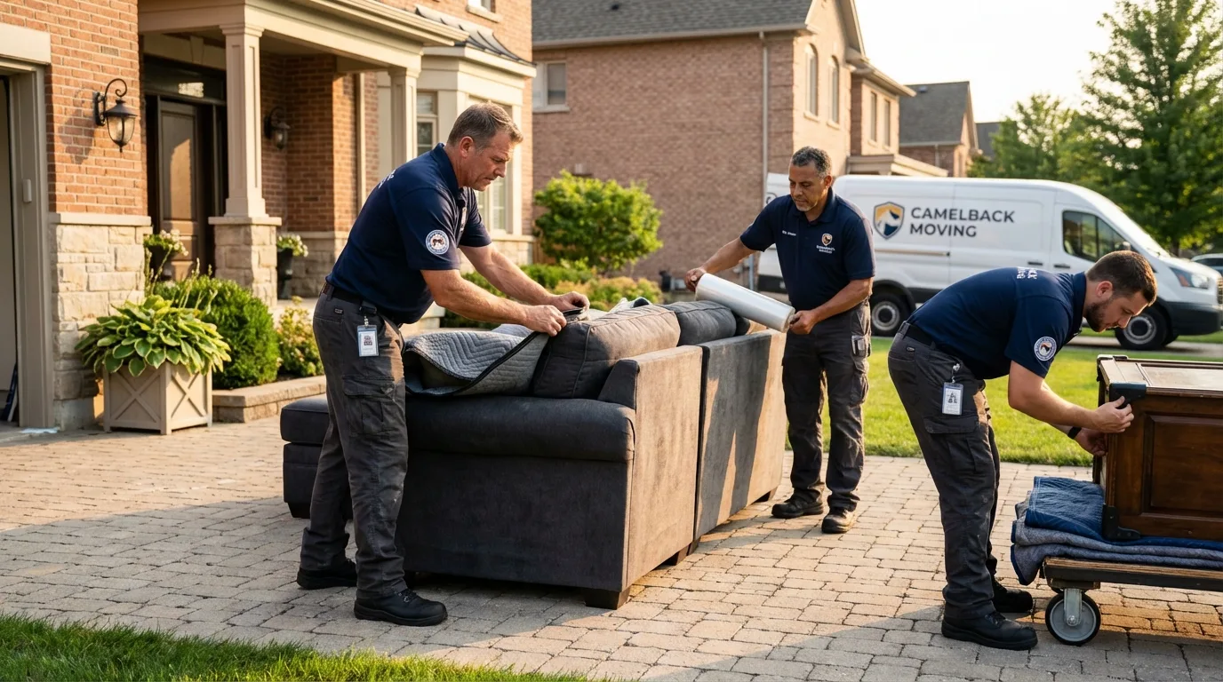Large estate moving crew wrapping furniture in Bayfield, CO