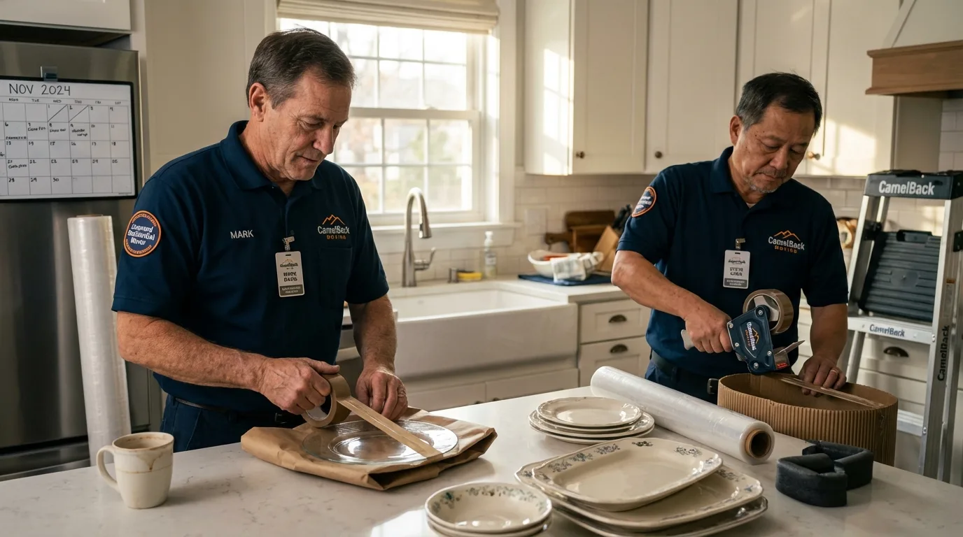 Professional crew packing kitchen dishware in Bayfield, CO